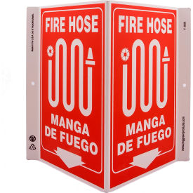 Zing Eco Safety V Sign, Fire Hose Bilingual, 10-5/8"W x 11"H, Recycled Plastic view 2