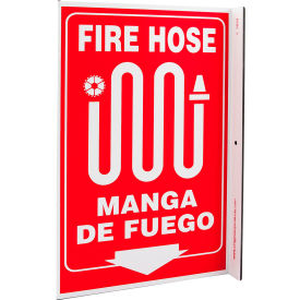 Zing Eco Safety L Sign, Fire Hose Bilingual, 8"W x 11"H, Recycled Plastic view 2