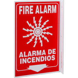 Zing Eco Safety L Sign, Fire Alarm Bilingual, 8"W x 11"H, Recycled Plastic view 2
