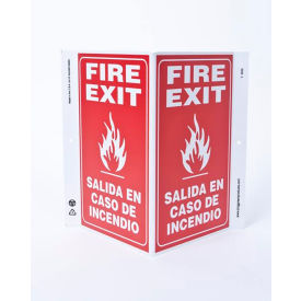 Fire Exit Bilingual, 10-5/8"W x 11"H, Recycled Plastic view 2