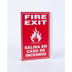 Fire Exit Bilingual Sign, 8"W x 11"H, Recycled Plastic view 2