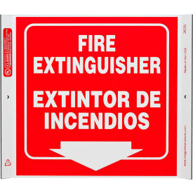 Zing Eco Safety Corner Sign, Fire Extinguisher Bilingual, 10"W x 10"H, Recycled Plastic view 2