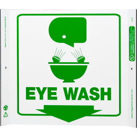 Eco Safety Corner Sign, Eye Wash, 10"W x 10"H, Recycled Plastic view 2
