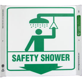 Corner Sign, Safety Shower, 10"W x 10"H, Recycled Plastic view 2