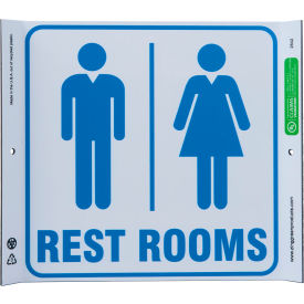 Eco Corner Sign, Rest Rooms, 10"W x 10"H, Blue On White view 2