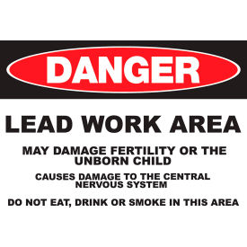 Eco GHS Sign, Danger Lead Work Area, 14"W x 10"H, Recycled Plastic view 2