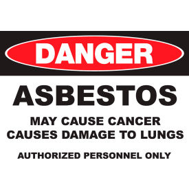 Zing Eco GHS Sign, Danger Asbestos, 14"W x 10"H, Recycled Polystyrene Self Adhesive view 2