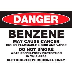 Zing Eco GHS Sign, Danger Benzene, 14"W x 10"H, Recycled Polystyrene Self Adhesive view 2