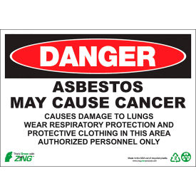 Eco GHS Sign, Danger Asbestos May Cause Cancer, 14"W x 10"H, Recycled Plastic view 2