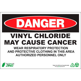 Zing Eco GHS Sign, Danger Vinyl Chloride May Cause Cancer, 14"W x 10"H, Recycled Plastic view 2