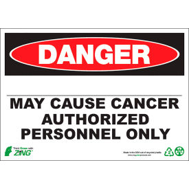Zing Eco GHS Sign, Danger Blank, May Cause Cancer, 14"W x 10"H, Recycled Plastic view 2