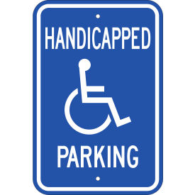 Handicapped Parking Sign, 12"W x 18"H, Recycled Aluminum view 2