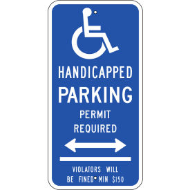 Eco Parking Sign, Handicapped Parking Permit Required w/Arrow, Connecticut, 12"Wx24"H, Aluminum view 2