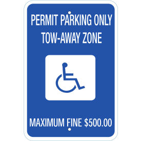 Parking Sign, Handicapped Permit Parking, Georgia, 12"W x 18"H, Recycled Aluminum view 2