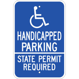 Eco Parking Sign, Handicapped Parking State Permit, 12"W x 18"H, Recycled Aluminum view 2