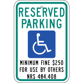Handicapped Reserved Parking Sign, Nevada, 12"W x 18"H, Recycled Aluminum view 2