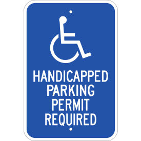 Eco Parking Sign, Handicapped Parking Permit, 12"W x 18"H, Recycled Aluminum view 2