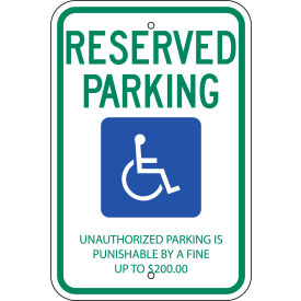 Parking Sign, Handicapped Reserved Parking, Tennessee, 12"W x 18"H, Recycled Aluminum view 2
