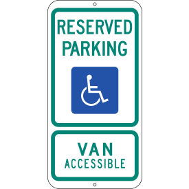 Handicapped Parking Van Accessible Sign, Texas, 12"W x 24"H, Recycled Aluminum view 2