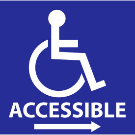 Handicapped Right Arrow Label, Accessible, 6"W x 6"H, White/Blue, Pack of 2 view 2
