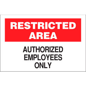 Zing Eco Security Sign, Restricted Area Authorized Employees, 14"W x 10"H, Recycled Aluminum view 2