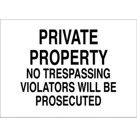 Eco Security Sign, Private Property No Trespassing Violators..., 14"W x 10"H, Recycled Aluminum view 2