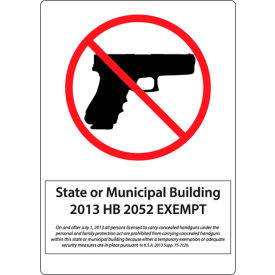 Concealed Carry Sign, Kansas-Municipal Regulations, 10"W x 14"H, Recycled Plastic view 2