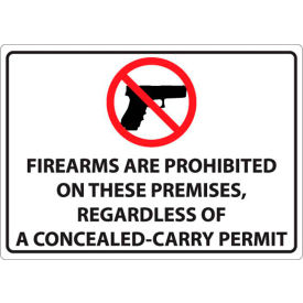 Concealed Carry Sign, Firearms Prohibited, 14"W x 10"H, Recycled Plastic view 2