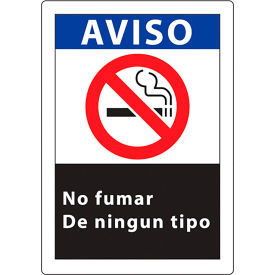 No Smoking Sign, Aviso No Fumar, 10"W x 14"H, Recycled Plastic view 2
