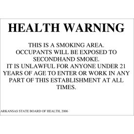 Smoking Permitted Sign, Arkansas Regulations, 14"W x 10"H, Recycled Plastic view 2