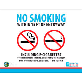 No Smoking E Cigarette Sign, Illinois Regulations, 14"W x 10"H, Recycled Plastic view 2