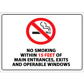No Smoking Sign, 15 Feet, 14"W x 10"H, Recycled Plastic. view 2