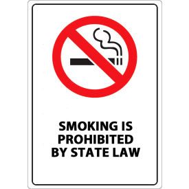 No Smoking Sign, Prohibited by State Law, 10"W x 14"H, Recycled Plastic view 2