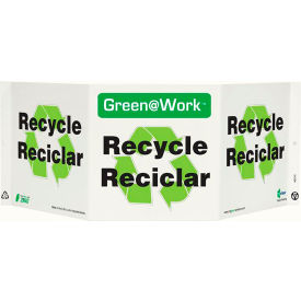 Tri-View Sign, Recycle/Reciclar, 20"W x 7-1/2"H, Black/Green/White view 2