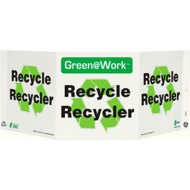 Tri-View Sign Recycle/Reciclar, 20"W x 7-1/2"H, Black/Green/White view 2