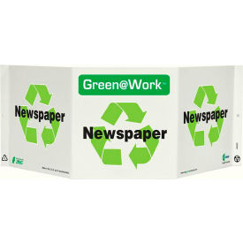 Tri-View Sign, Newspaper with Recycle Symbol, 20"W x 7-1/2"H, Black/Green/White view 2