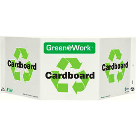 Tri-View Sign, Cardboard with Recycle Symbol, 20"W x 7-1/2"H, Black/Green/White view 2