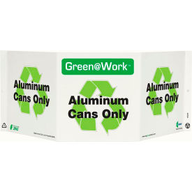 Tri-View Sign, Aluminum Cans Only, 20"W x 7-1/2"H, Black/Green/White view 2