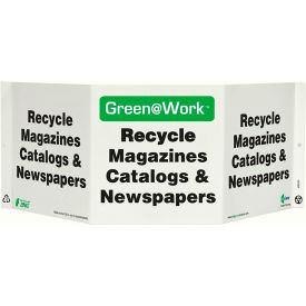 Tri-View Sign, Recycle Magazines, Catalogs, 20"W x 7-1/2"H, Black/Green/White view 2
