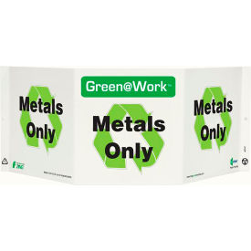 Tri-View Sign, Metals Only with Recycle Symbol, 20"W x 7-1/2"H, Black/Green/White view 2