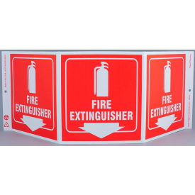 Tri View Sign, Fire Extinguisher, 20"W x 7-1/2"H, Recycled Plastic view 2