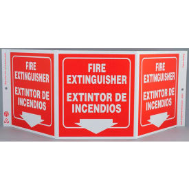 Eco Safety Tri View Sign, Bilingual, Fire Extinguisher, 20"W x 7-1/2"H, Recycled Plastic view 2