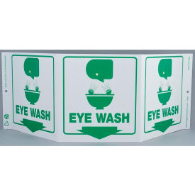 Eco Safety Tri View Sign, Eye Wash, 20"W x 7-1/2"H, Recycled Plastic view 2