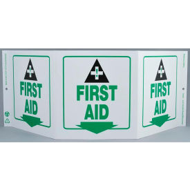 Eco Safety Tri View Sign, First Aid, 20"W x 7-1/2"H, Recycled Plastic view 2