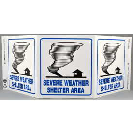 Eco Safety Tri View Sign, Severe Weather, 20"W x 7-1/2"H, Recycled Plastic view 2