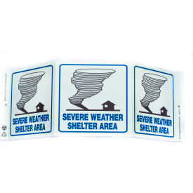 Zing Eco Safety Tri View Sign, Severe Weather, 20"W x 7-1/2"H, Recycled Plastic, Glow In The Dark view 2