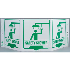Zing Eco Safety Tri View Sign, Safety Shower, 20"W x 7-1/2"H, Recycled Plastic view 2