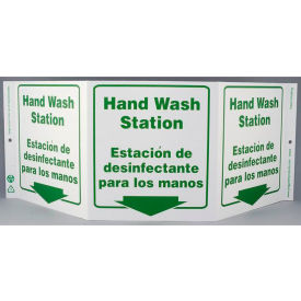 Zing Eco Public Facility Tri View Sign, Hand Wash Station, 20"W x 7-1/2"H, Green On White view 2