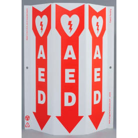 Zing Eco Safety Tri View Sign, AED, 9"W x 12"H, Recycled Plastic view 2