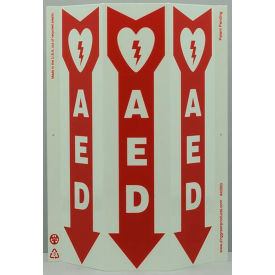 Zing Eco Safety Tri View Sign, AED, 9"W x 12"H, Recycled Plastic, Glow In The Dark view 2